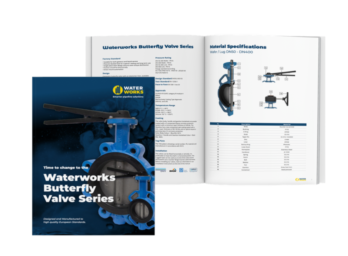 Waterworks Butterfly Valve brochure mockup