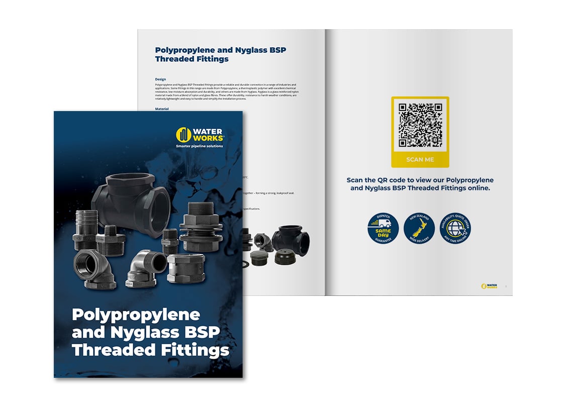Download our Polypropylene & Nyglass BSP Threaded Fittings brochure