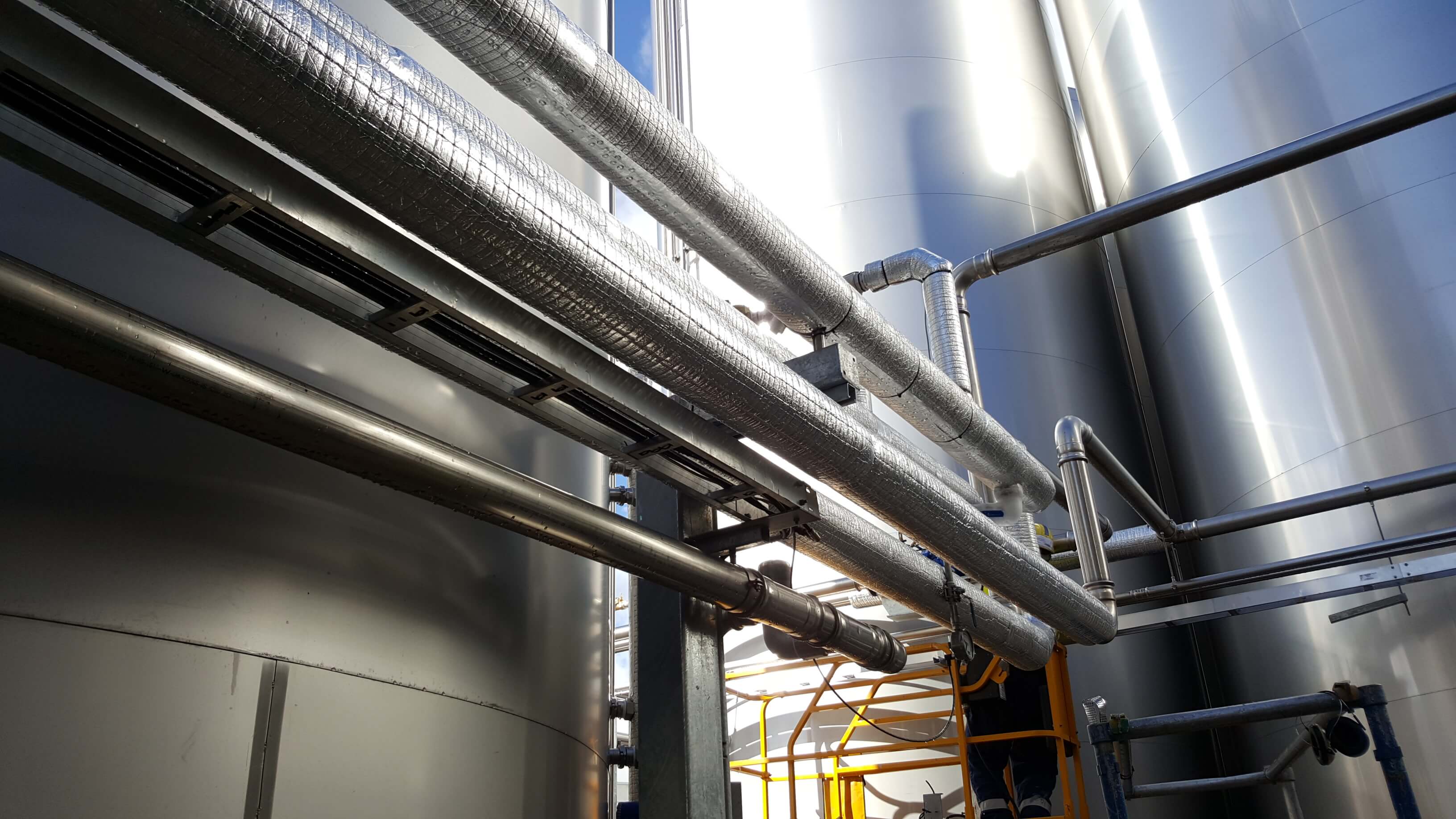 Pernod Ricard facility using europress press-fit piping system for Glycol, Nitrogen, Air, Water